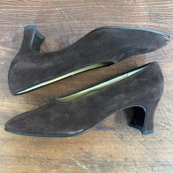Yves Saint Laurent YSL Classic Brown Suede Pump Heels Size 7 - Picture 7 of 11